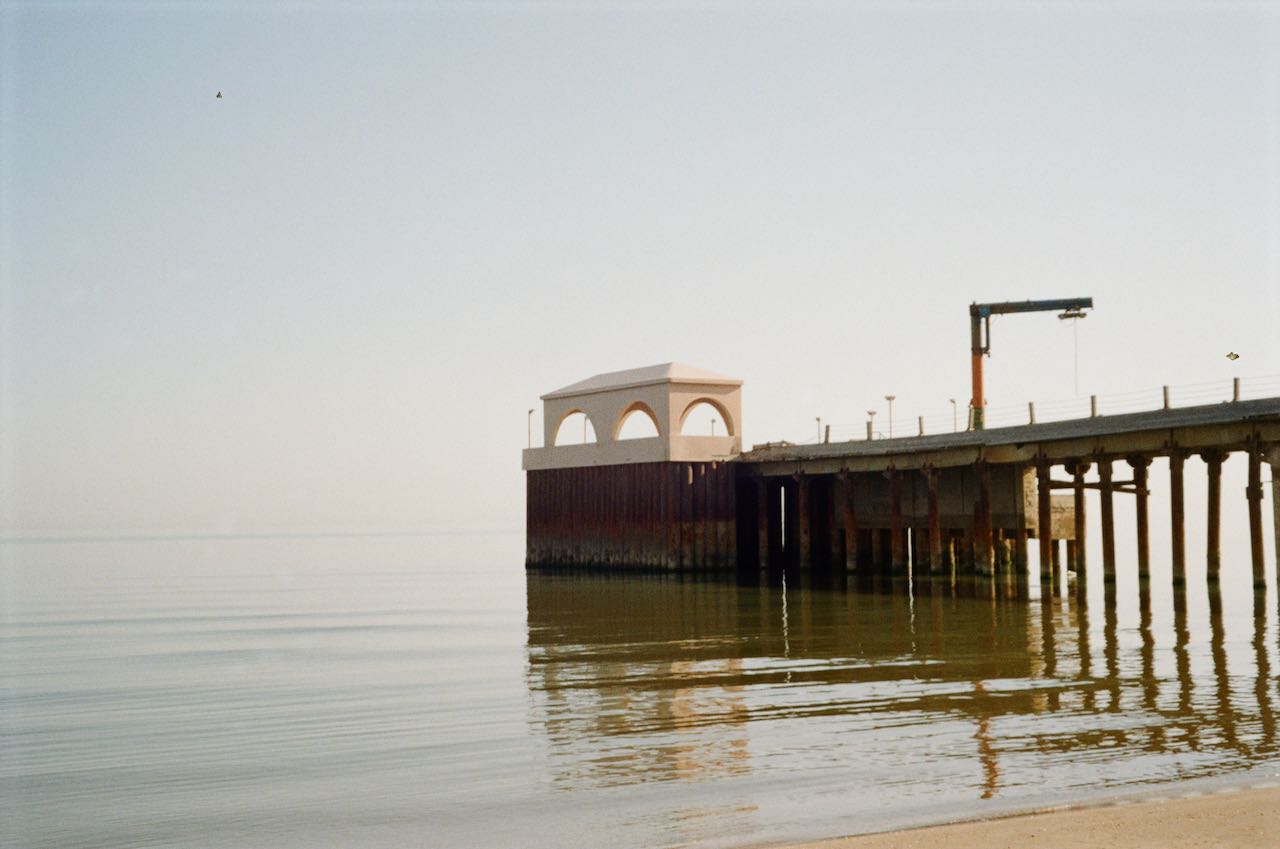 A photo I took of a pier in the calm Caspian Sea